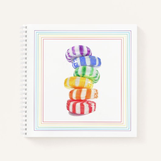 RAINBOW CANDY 8.5x8.5 SpiralNotebook Notizblock (Vorderseite)