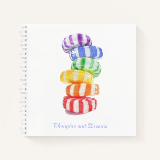 RAINBOW CANDY 8.5x8.5 SpiralNotebook + Text Notizblock (Vorderseite)