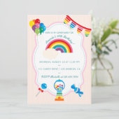 Rainbow Candy Birthday Party Einladung (Stehend Vorderseite)