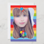 Rainbow Candy Birthday Party - Fotoeinladung Einladung (Rückseite)