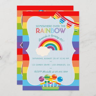 Rainbow Candy Birthday Party - Fotoeinladung Einladung