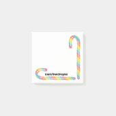 Rainbow Candy Cane Custom Text Weihnachten Post-it Klebezettel (Vorderseite)