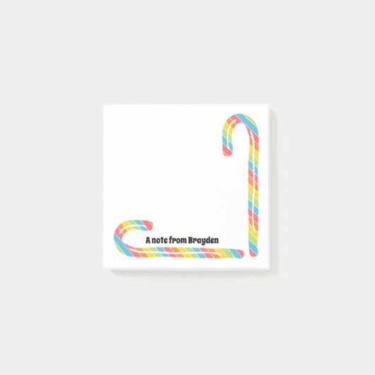 Rainbow Candy Cane Custom Text Weihnachten Post-it Klebezettel (Vorderseite)