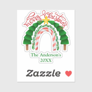 Rainbow Candy Cane Red Green Weihnachtsbaumen Aufkleber