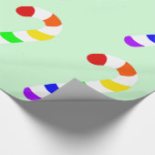 Rainbow Candy Cane Weihnachtswrapping Paper Geschenkpapier (Ecke)