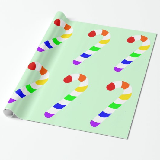 Rainbow Candy Cane Weihnachtswrapping Paper Geschenkpapier (Ungerollt)