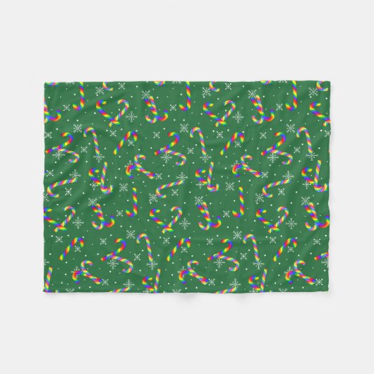 Rainbow Candy Canes Christmas Fleecedecke (Vorderseite (Horizontal))