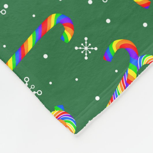 Rainbow Candy Canes Christmas Fleecedecke (Ecke)