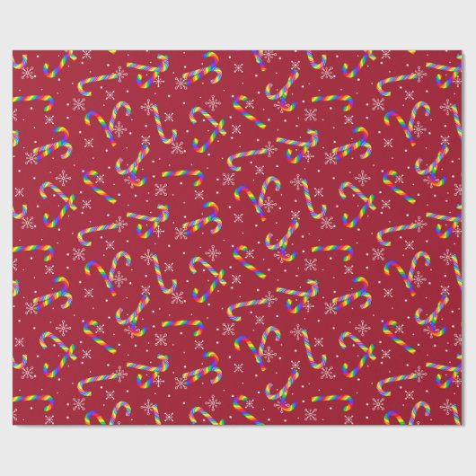 Rainbow Candy Canes Christmas Geschenkpapier (Flach)