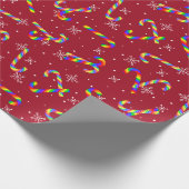 Rainbow Candy Canes Christmas Geschenkpapier (Ecke)