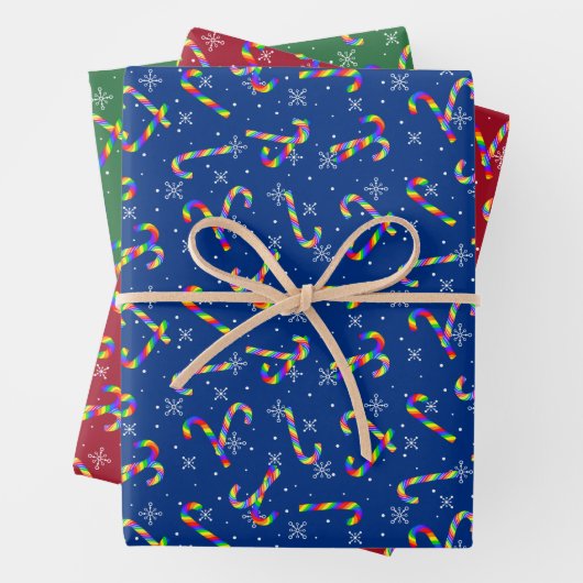 Rainbow Candy Canes Christmas Geschenkpapier Set (Beispiel)