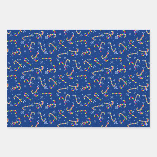 Rainbow Candy Canes Christmas Geschenkpapier Set (Vorderseite)