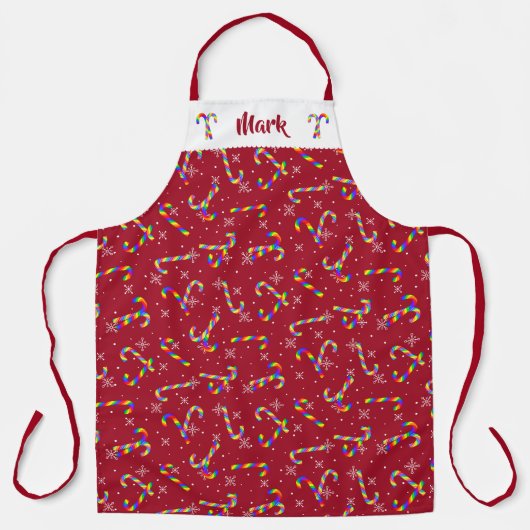 Rainbow Candy Canes Christmas Schürze (Vorderseite)