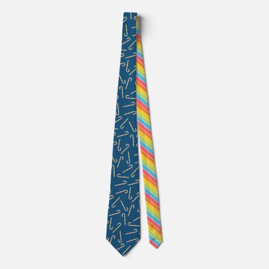 Rainbow Candy Canes Dark Blue Christmas Krawatte (Vorderseite)