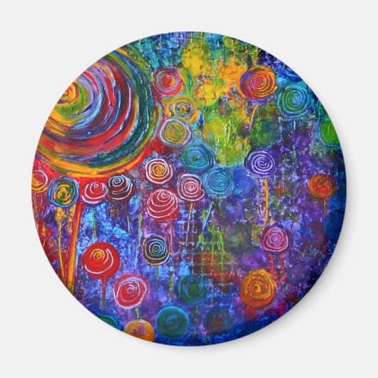 Rainbow Candy Colorful Wirbel Art Design Magnet (Vorne)
