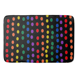 Rainbow Candy Dots auf Schwarz Badematte