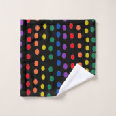Rainbow Candy Dots auf Schwarz Badhandtuch Set (Waschlappen)