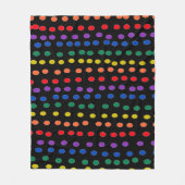 Rainbow Candy Dots auf Schwarz Fleecedecke (Vorderseite)