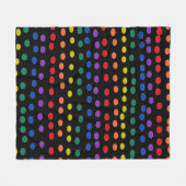 Rainbow Candy Dots auf Schwarz Fleecedecke (Vorderseite (Horizontal))