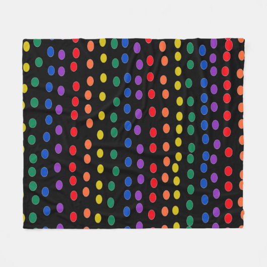 Rainbow Candy Dots auf Schwarz Fleecedecke (Vorderseite (Horizontal))