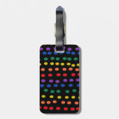 Rainbow Candy Dots auf Schwarz Gepäckanhänger (Rückseite vertikal)