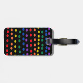 Rainbow Candy Dots auf Schwarz Gepäckanhänger (Rückseite horizontal)