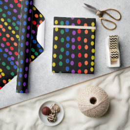 Rainbow Candy Dots auf Schwarz Geschenkpapier