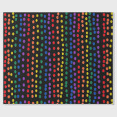 Rainbow Candy Dots auf Schwarz Geschenkpapier (Flach)