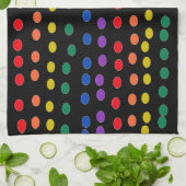 Rainbow Candy Dots auf Schwarz Geschirrtuch (Gefaltet)