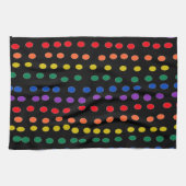 Rainbow Candy Dots auf Schwarz Geschirrtuch (Horizontal)