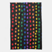 Rainbow Candy Dots auf Schwarz Geschirrtuch (Vertikal)