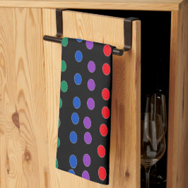 Rainbow Candy Dots auf Schwarz Geschirrtuch