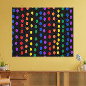 Rainbow Candy Dots auf Schwarz Leinwanddruck (Insitu (Wohnzimmer))