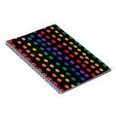 Rainbow Candy Dots auf Schwarz Notizblock (Rechte Seite)