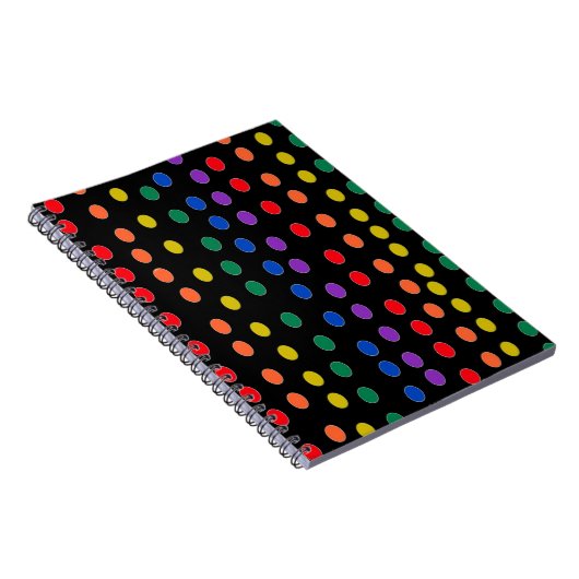 Rainbow Candy Dots auf Schwarz Notizblock (Rechte Seite)