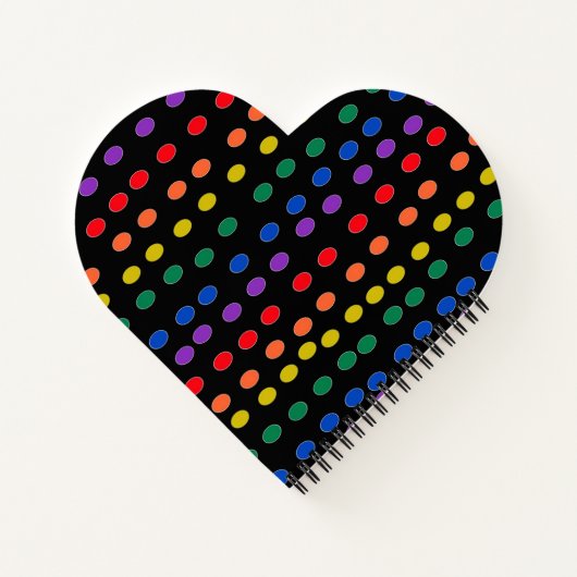 Rainbow Candy Dots auf Schwarz Notizblock (Rückseite)