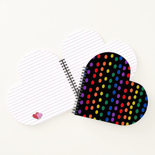 Rainbow Candy Dots auf Schwarz Notizblock (Innenseite)