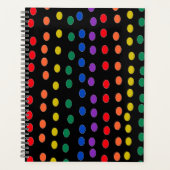 Rainbow Candy Dots auf Schwarz Planer (Vorderseite)