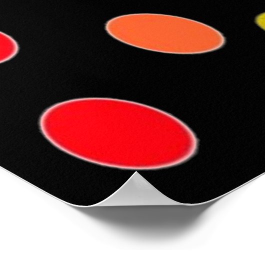 Rainbow Candy Dots auf Schwarz Poster (Ecke)