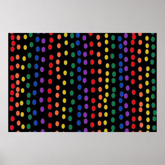 Rainbow Candy Dots auf Schwarz Poster (Vorne)