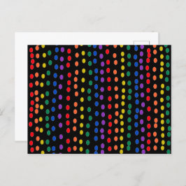 Rainbow Candy Dots auf Schwarz Postkarte