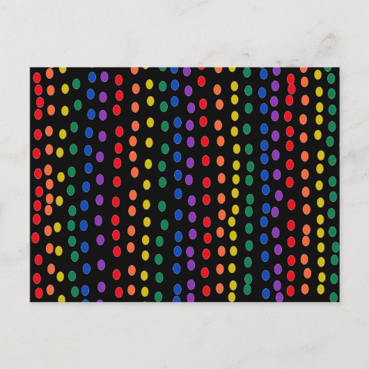 Rainbow Candy Dots auf Schwarz Postkarte (Vorderseite)