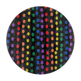 Rainbow Candy Dots auf Schwarz Schneidebrett