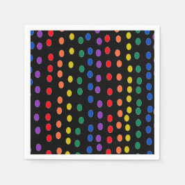 Rainbow Candy Dots auf Schwarz Serviette