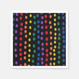 Rainbow Candy Dots auf Schwarz Serviette