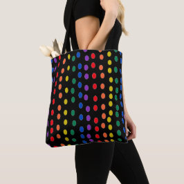 Rainbow Candy Dots auf Schwarz Tasche