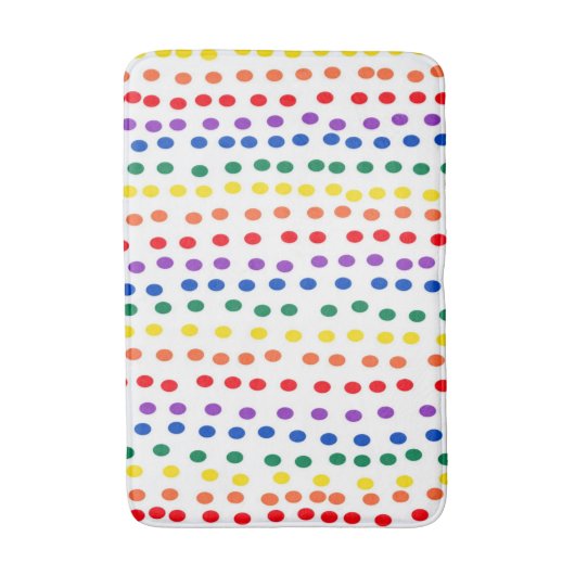 Rainbow Candy Dots auf Weiß Badematte (Vorderseite Vertikal)