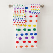 Rainbow Candy Dots auf Weiß Badhandtuch Set (Insitu)