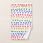 Rainbow Candy Dots auf Weiß Badhandtuch Set (Handtuch)