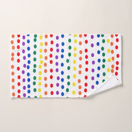 Rainbow Candy Dots auf Weiß Badhandtuch Set (Handtuch)